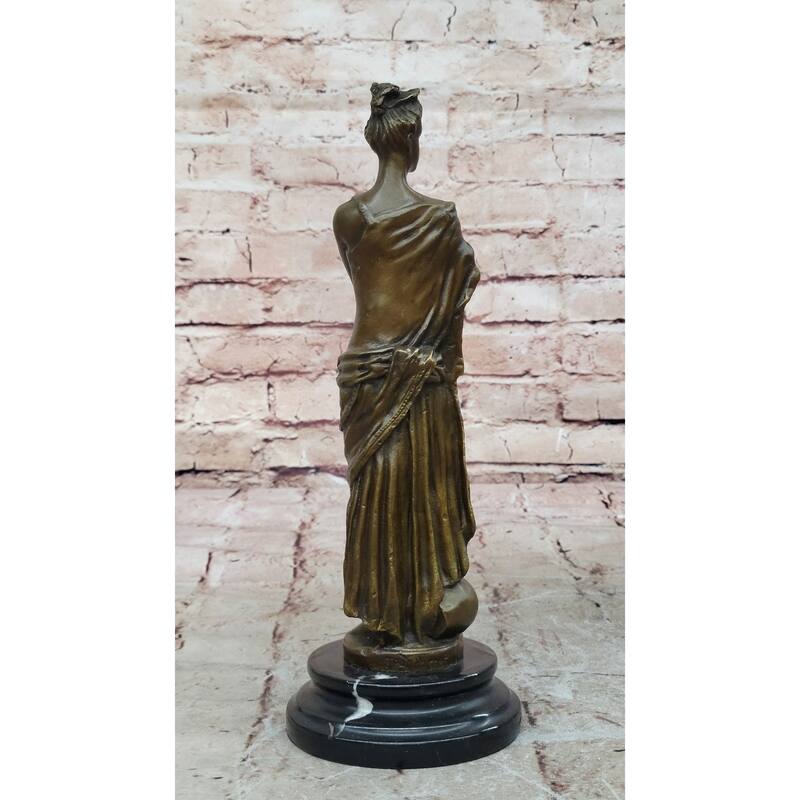 Classical Bronze Lady Sculpture – Elegant Woman Figurine On Marble Base