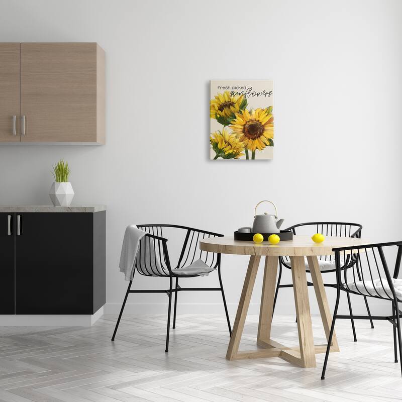 Stupell Fresh Picked Sunflowers Calligraphy Vivid Yellow Blossoms Canvas Wall Art, Design by Conrad Knutsen