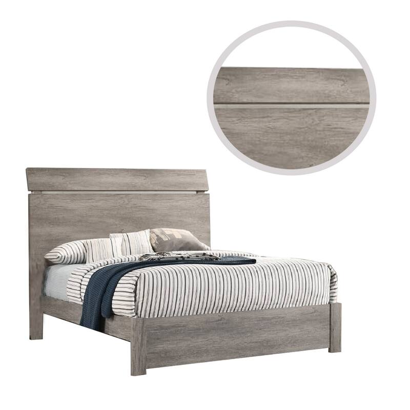 Posy Platform King Size Bed with Split Headboard, Distressed Gray Wood