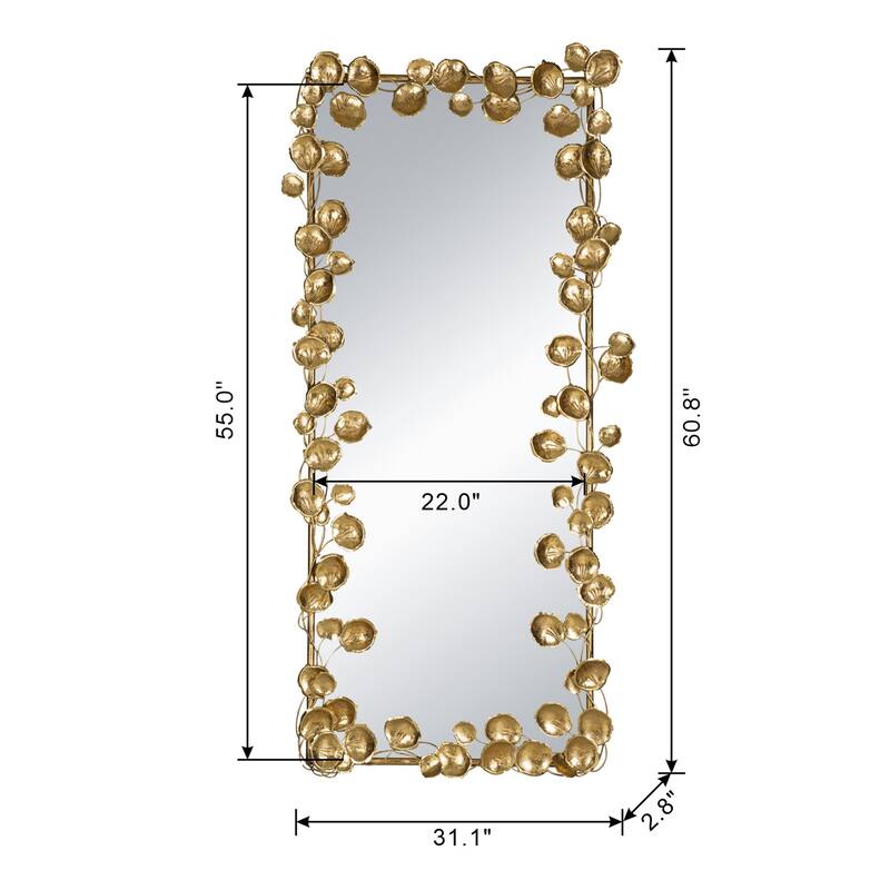 Full Length Mirror with Golden Leaf Accents