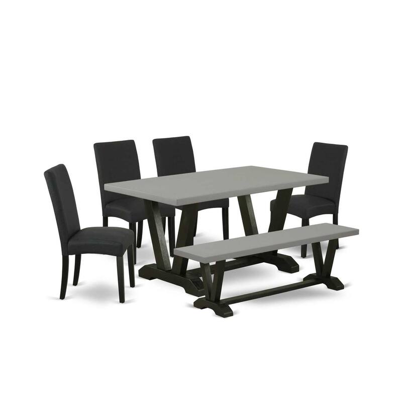 6-Piece Rectangle Natural Oak Finish Solid Wood Top dining Table with 1-Bench and 4-Chairs with
