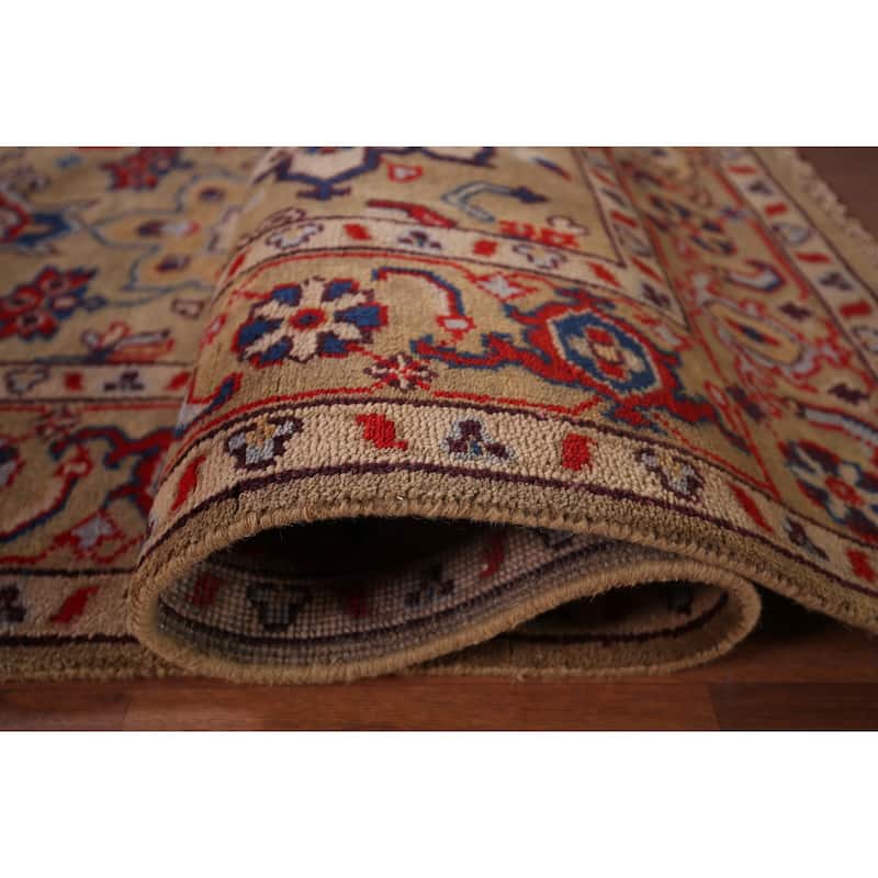 All-Over Brown Oushak Oriental Area Rug Hand-Knotted Wool Carpet - 7'11"x 9'10"