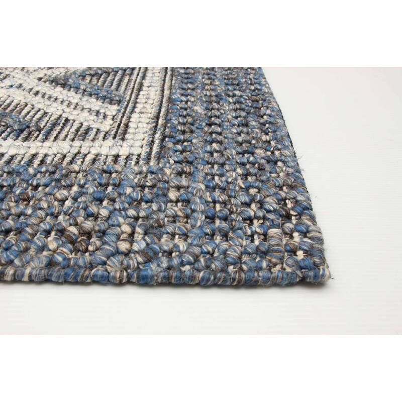 ECARPETGALLERY Braid weave Sienna Navy Wool Rug - 5'2 x 7'3