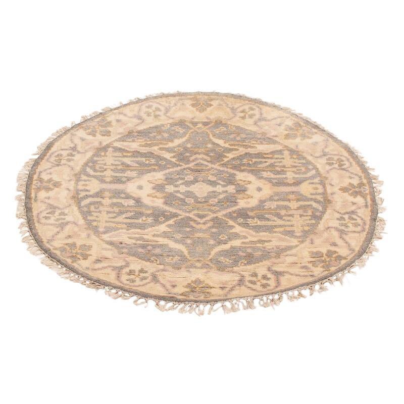 ECARPETGALLERY Hand-knotted Royal Oushak Grey Wool Rug - 4'1 x 4'1