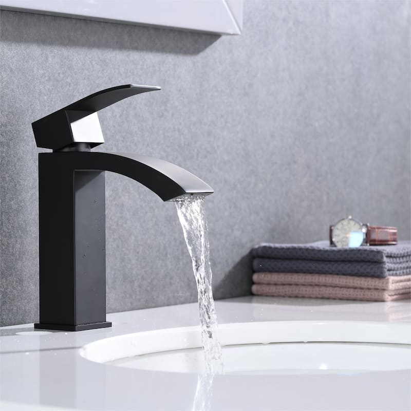 Single lever modern style waterfall spout faucet - Matte Black