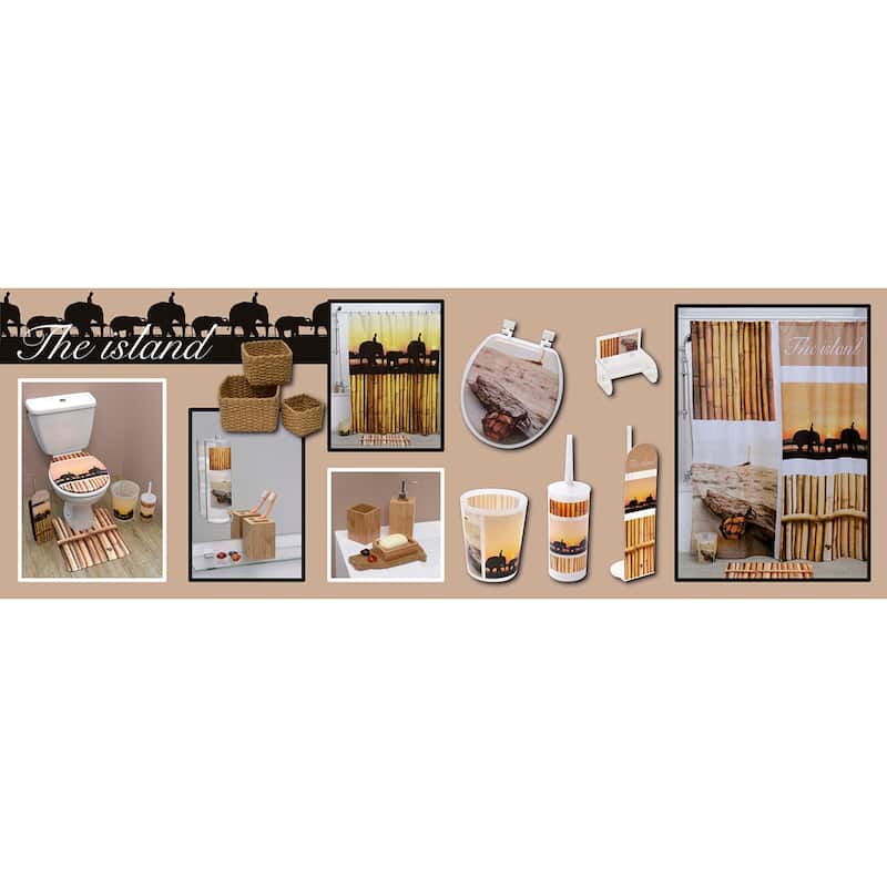Bathroom Rug Memory Foam Mat The Island Print Beige 30"L x 18"W