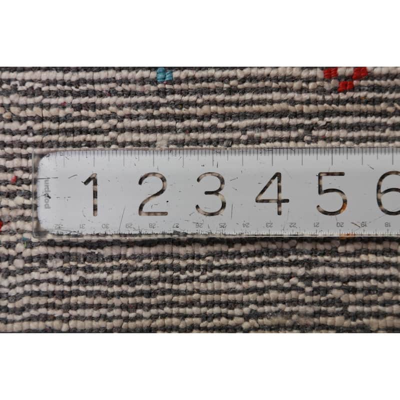 Hand Knotted Oriental 100% Wool Carpet Tribal Stripe Greys & Charcoal Gabbeh Area Rug - 12' 5'' X 9' 2''