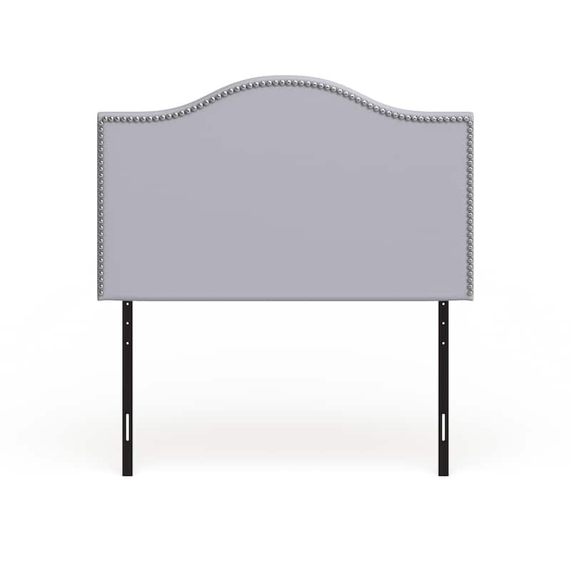 Grey Curl Nailhead Upholstered Headboard