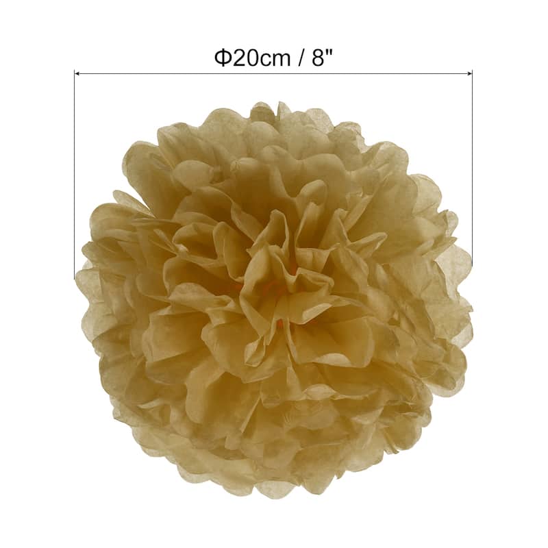 5Pcs 8" Tissue Pom Poms Paper Flowers Ball Party Wedding Decor - Khaki