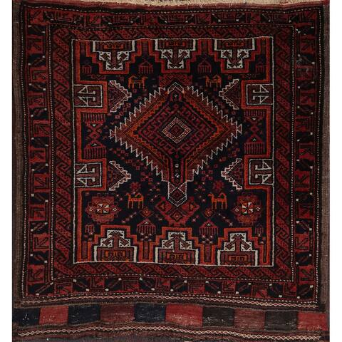 Traditional Tribal Balouch Oriental Area Rug Hand-knotted Wool Carpet - 2'5" x 2'5" Square