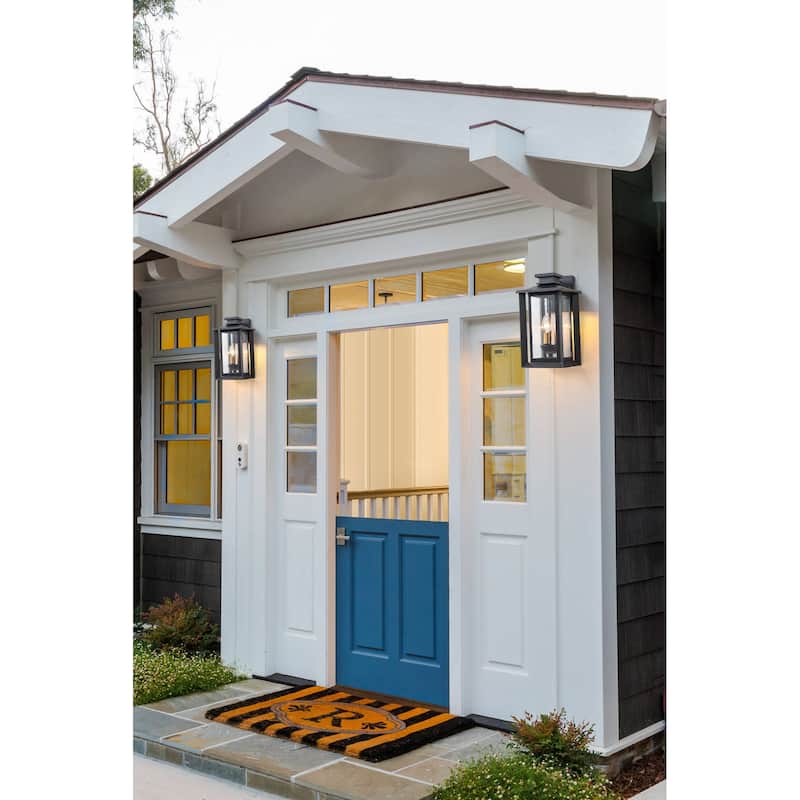 Modern 3-Light Outdoor Wall Lantern with Seeded Glass