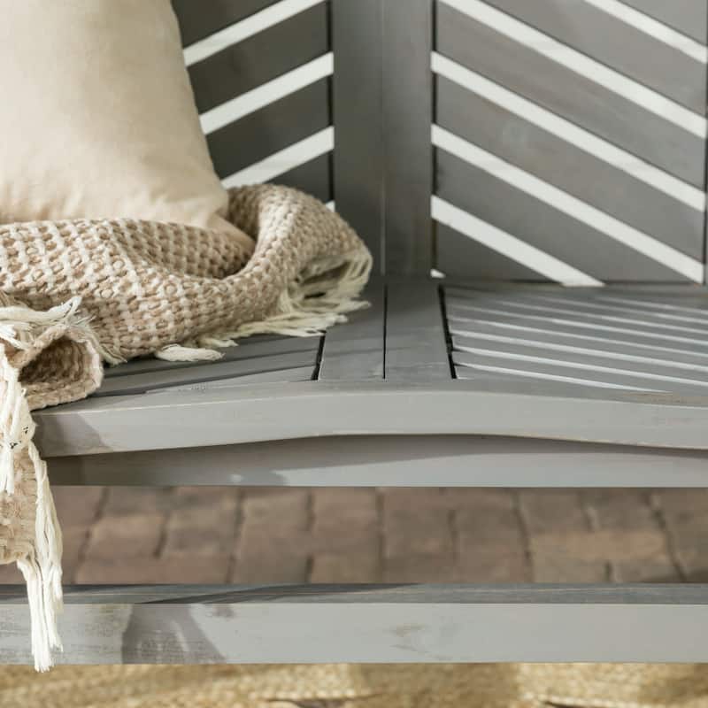 Walker Edison Acacia Wood Outdoor Chevron Love Seat