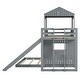 preview thumbnail 40 of 47, Playhouse-inspired Style Twin over Full Wooden Bunk Bed,Loft Bed with Playhouse,Farmhouse, Ladder, Slide and Guardrails