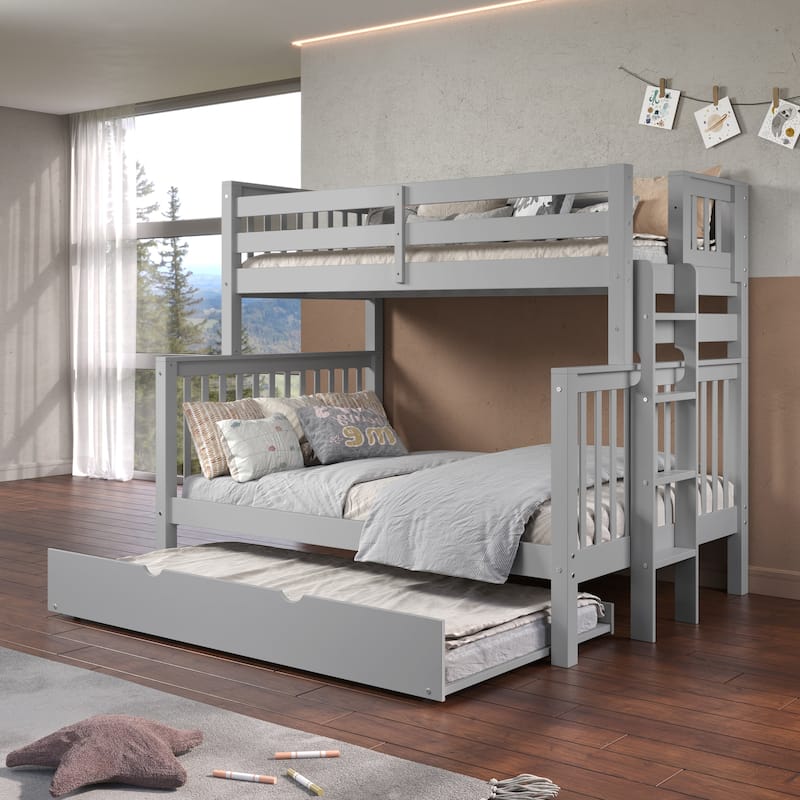 Taylor & Olive Trillium Twin over Full Bunk Bed Ladder, Twin Trundle - Grey