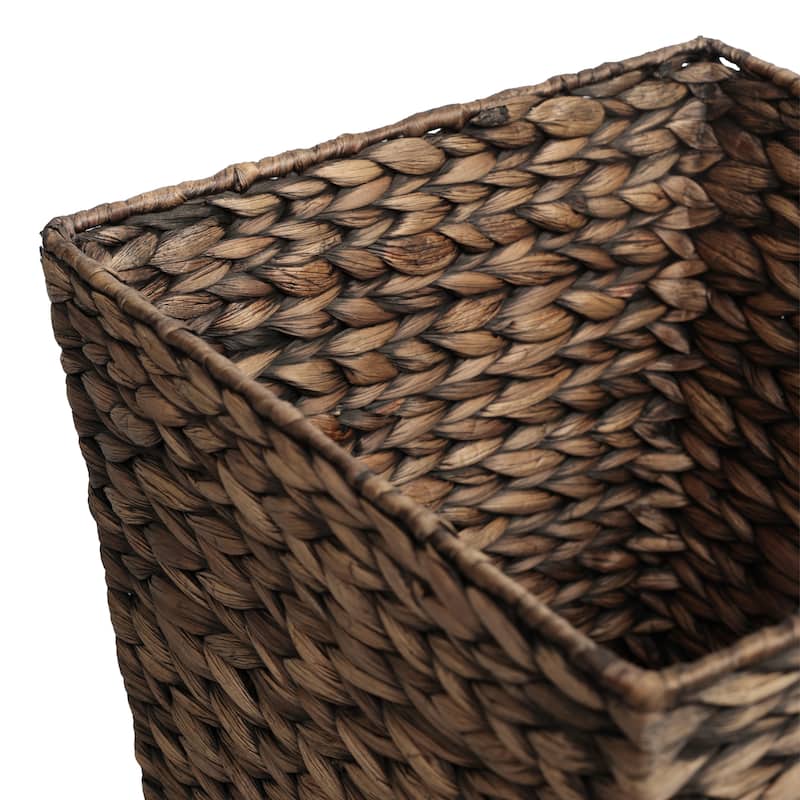 Theo Farmhouse Handwoven Water Hyacinth 4.8-Gallon Tapered Square Wicker Watebasket (Set of 2)