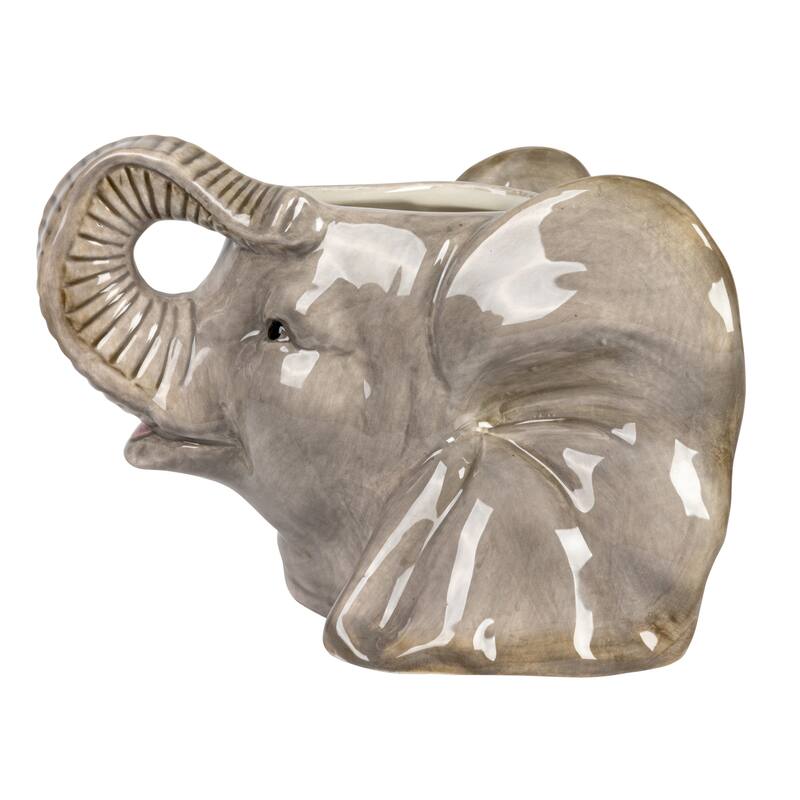 Ceramic Elephant Head Planter - 6.6"L x 6.6"W x 4.8"H