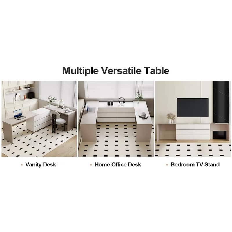 144 Inch Modern Home Office Expandable Dresser Desk