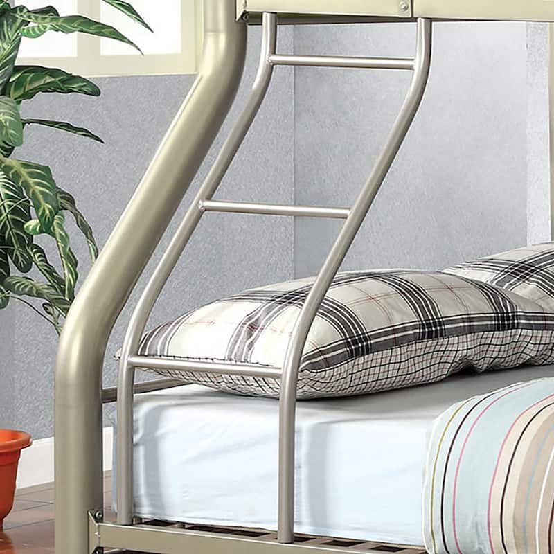 Laji Modern Gold Twin over Full Metal Bunk Bed with Angled Ladder by Furniture of America