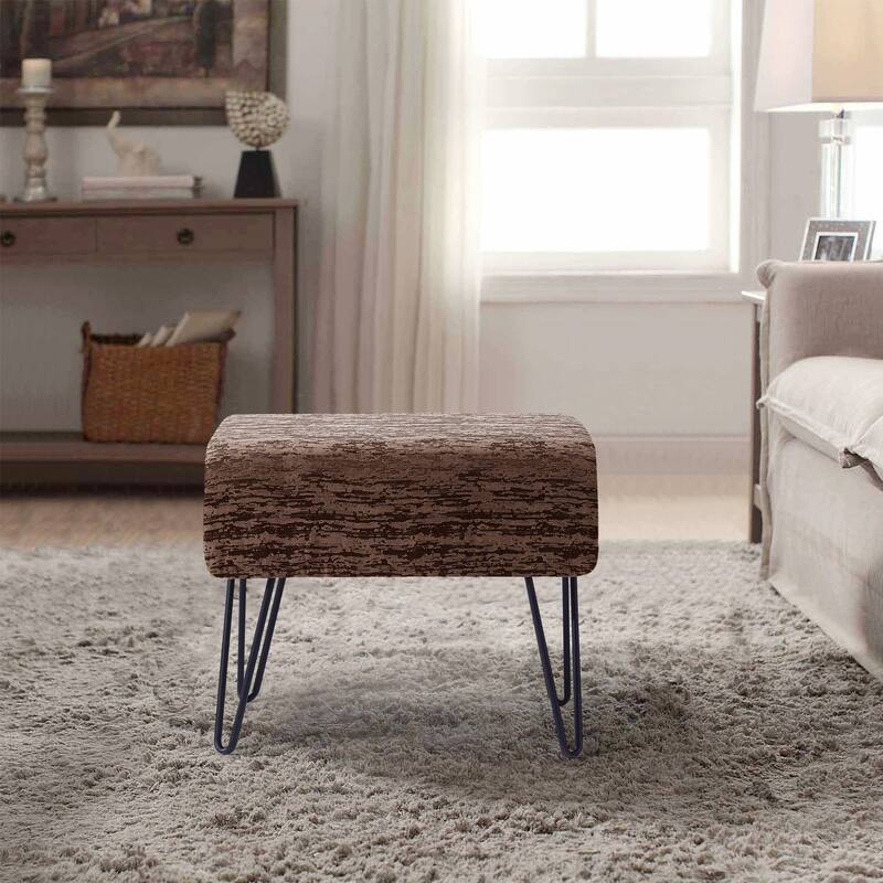 Serenta Jacquard Retro Ottoman - 19" x 13" x 17"H - Benin - Military Olive