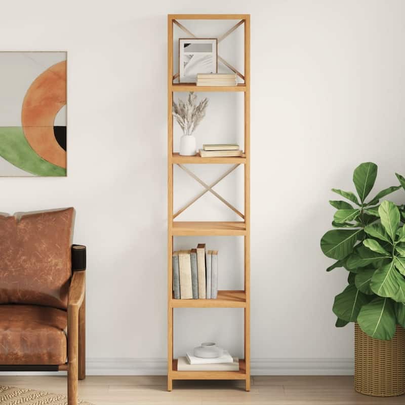 vidaXL 4-Tier Shelf 6.7"x11.8"x44.1" Solid Wood Oak - 6.7" x 11.8" x 71.3"
