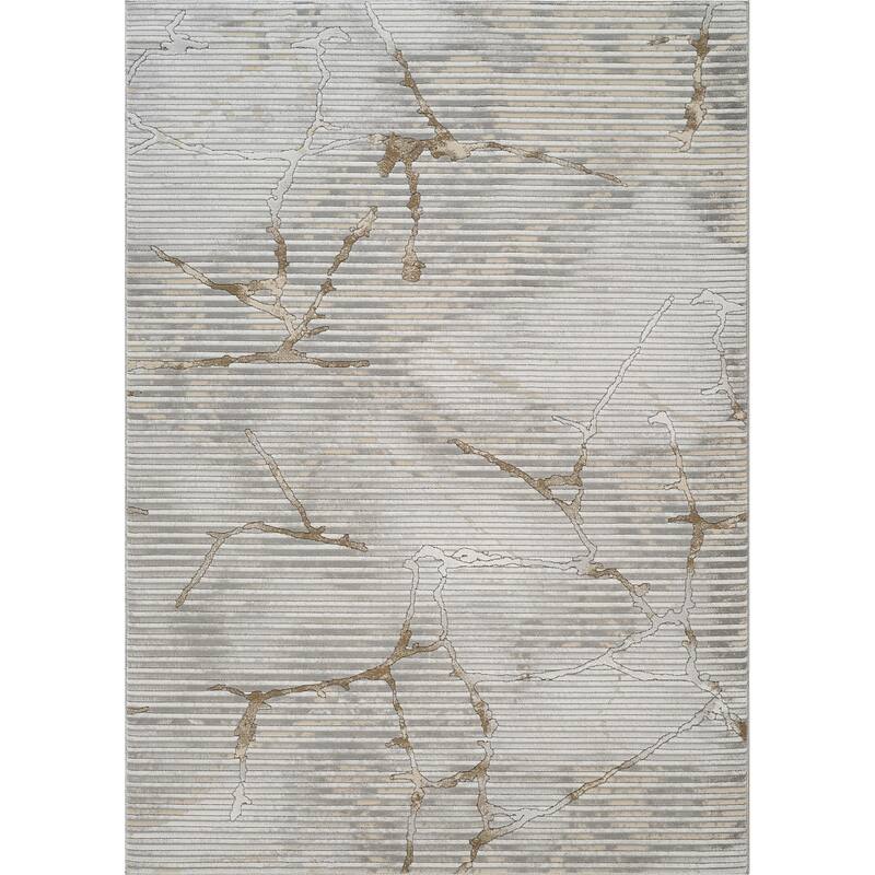 Gray 7 ft. 10 in. x 10 ft. 6 in. Luxury Area Rug, 0.43 Pile Height – Sophisticated Warmth for Any Room - 6' x 7' - Straw Stripe
