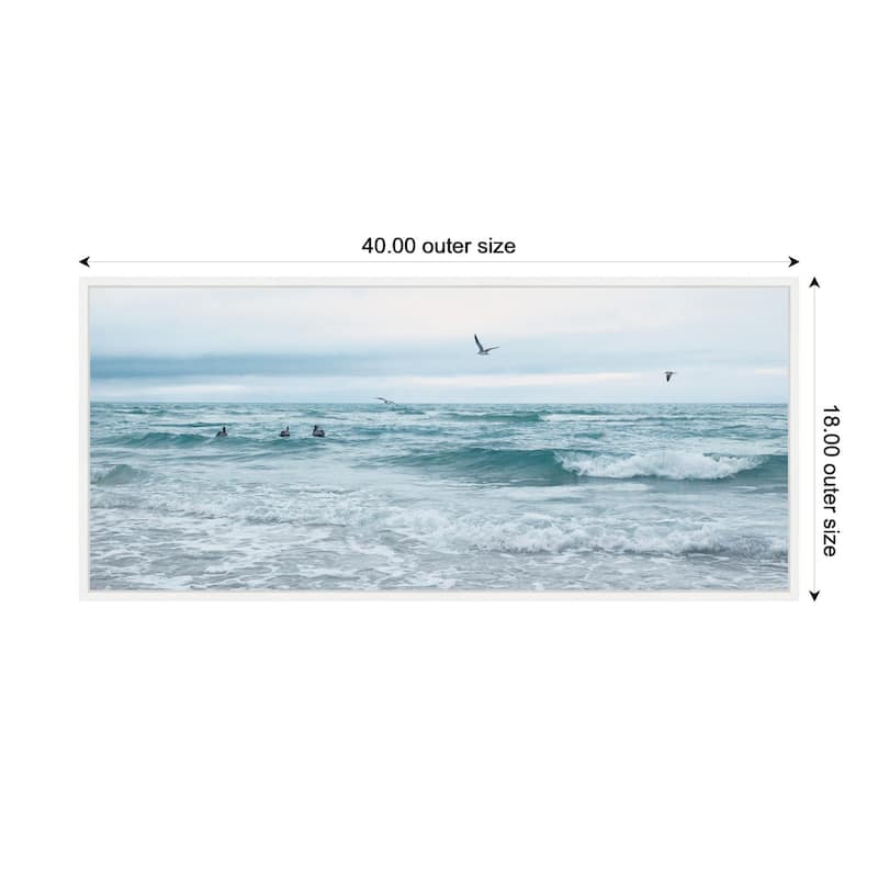 Kate and Laurel Ocean Swim Panel by Stephanie Klatt Framed Canvas Wall Art Print
