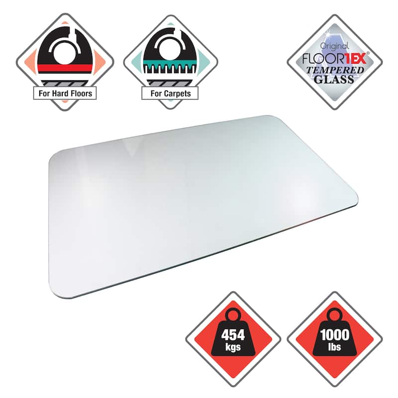 Glaciermat® Heavy Duty Glass Chair Mat for Hard Floors & Carpets - 48" x 60"