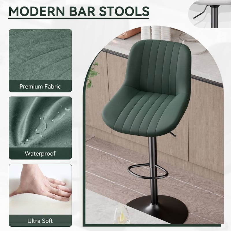 Set of 2 Adjustable Counter Height Swivel Bar Chairs