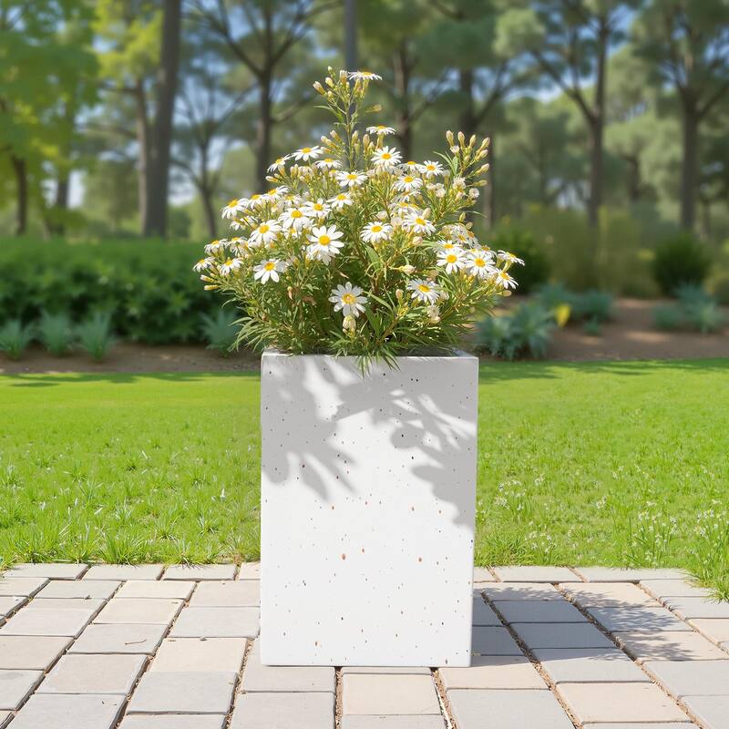 Roomfitters MGO Rectangle Planter Box, 20'' Tall Handmade Outdoor Garden Pot for Patio, Balcony & Entryway Decor, White - White
