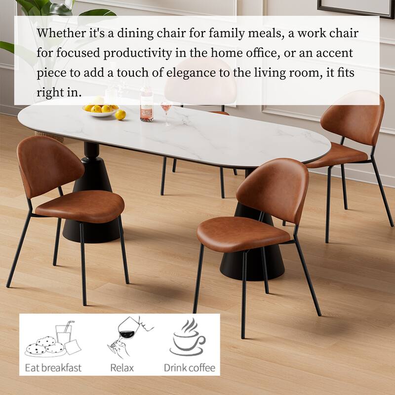 Modern Ergonomic Dining Chair with Slim Metal Legs, Set of 4