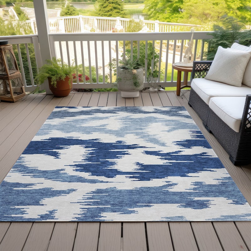 Machine Washable Indoor/ Outdoor Chantille Global Boho Rug - Navy - 8' x 10'