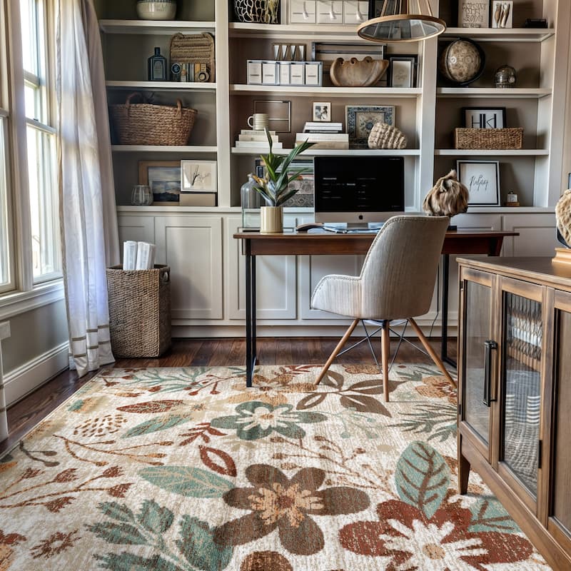 Beige Multi Garden Floral Stylish and Durable Area Rug