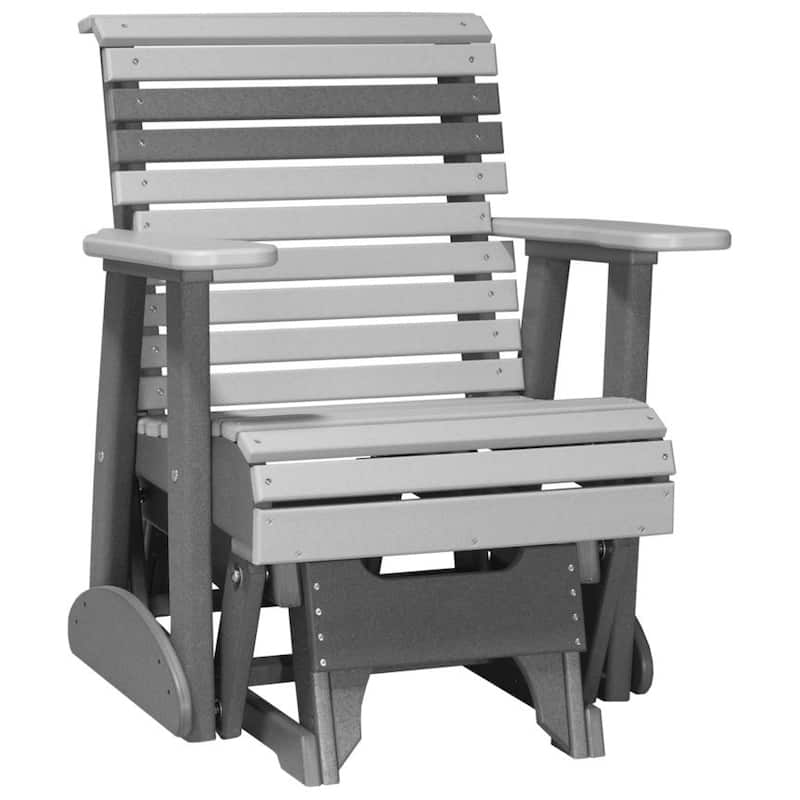 Poly Lumber Plain Rollback Patio Glider - 2' - Dove Gray & Slate