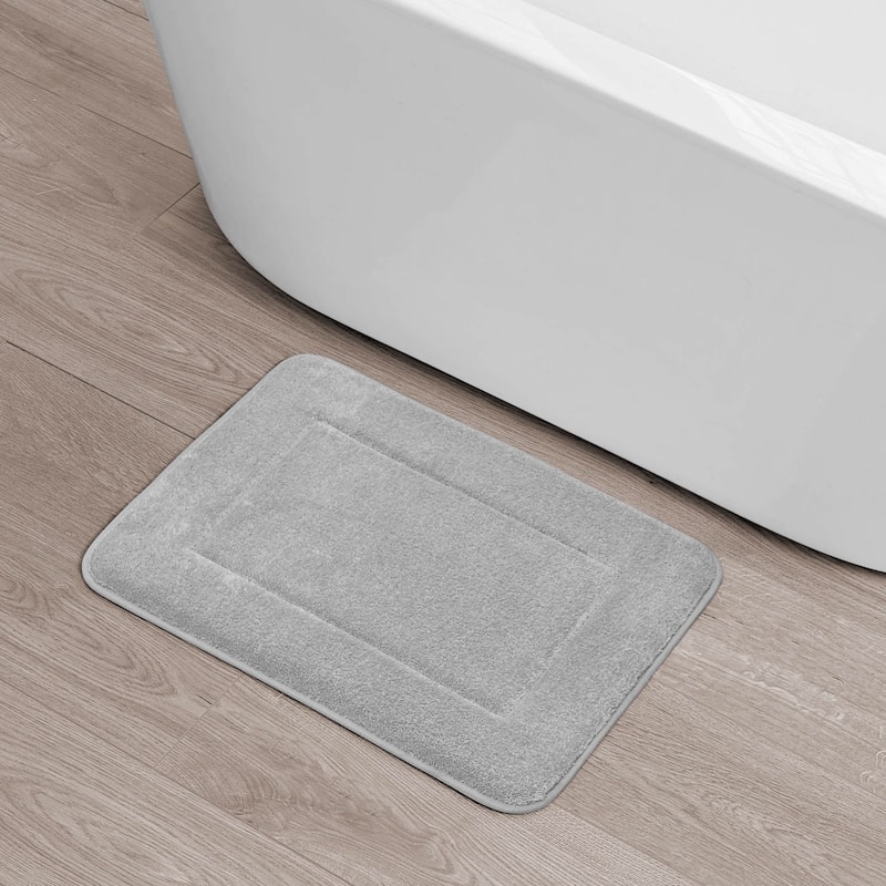 Oliver Brown Terry Memory Foam Bath Mat - 17 x 24 - Light Grey