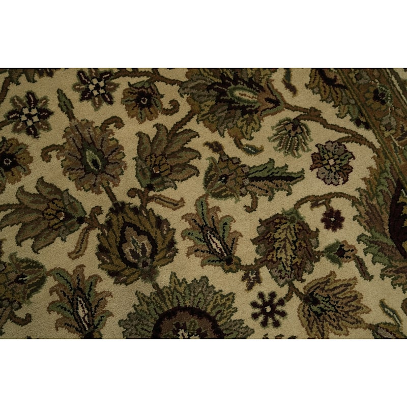 Hand Knotted Oriental 100% Wool Carpet Traditional All-Over Beige & Ivories Agra Area Rug - 9' 10'' X 8' 2''