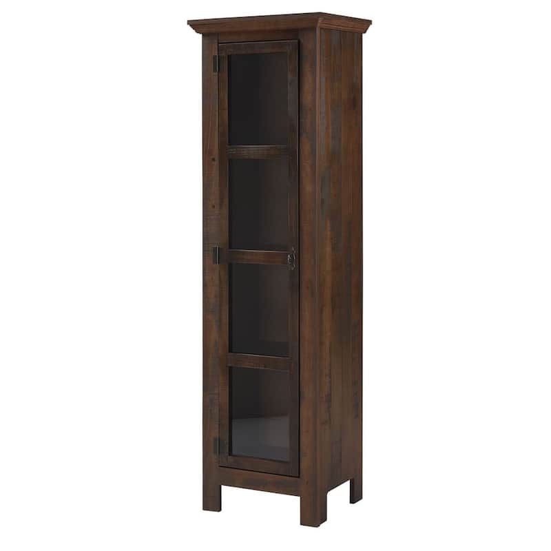The Beach House Design Sunrise Narrow Cabinet Glass Door Compact Storage - Walnut