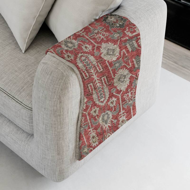 Premium Machine Washable Boho Global Sherpa Throw Blanket - Red - 4'2" x 5'10"
