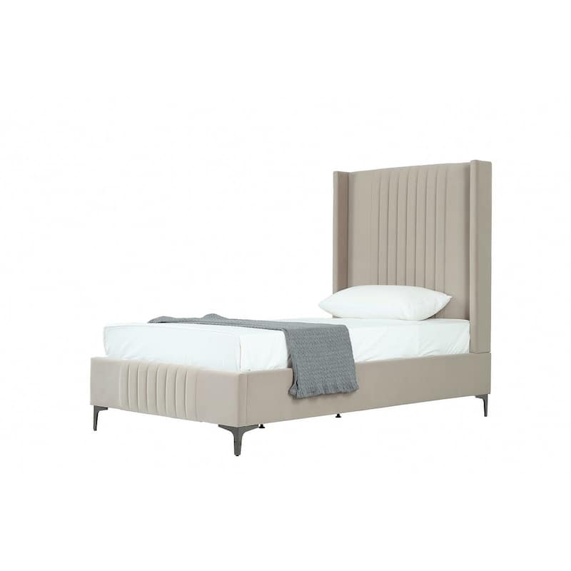 Manhattan Comfort Promenade Mid-Century Modern Velvet Upholstered Bed