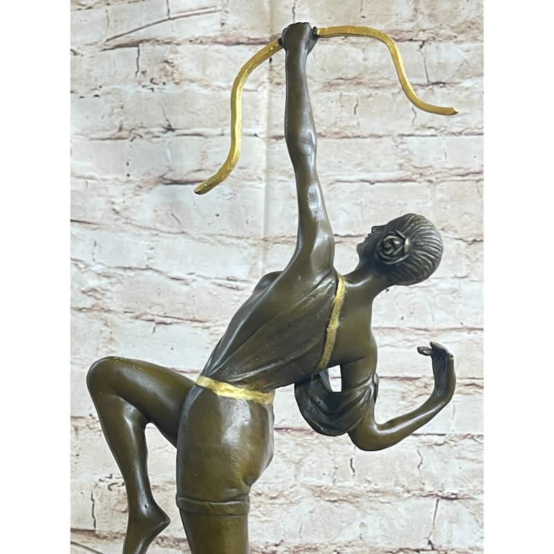 Artemis Diana The Huntress As An Archer Art Deco Bronze Sculpture Statue Marble Base