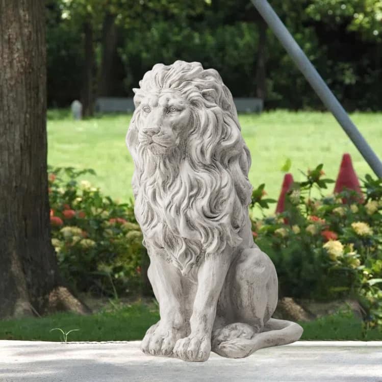 20.75"H MGO Guardian Sitting Lion Statue Porch Sign Indoor Outdoor Decoration by Glitzhome