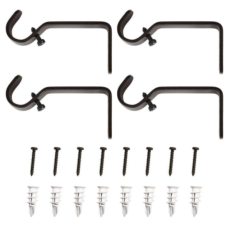 Lumi Home Furnishings Non-Adjustable Single Curtain Rod Brackets 3/4 in. (4-Piece)