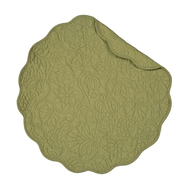 Christiana Sweet Pea Reversible Machine Washable Round Scallop Quilt Placemats Set of 6