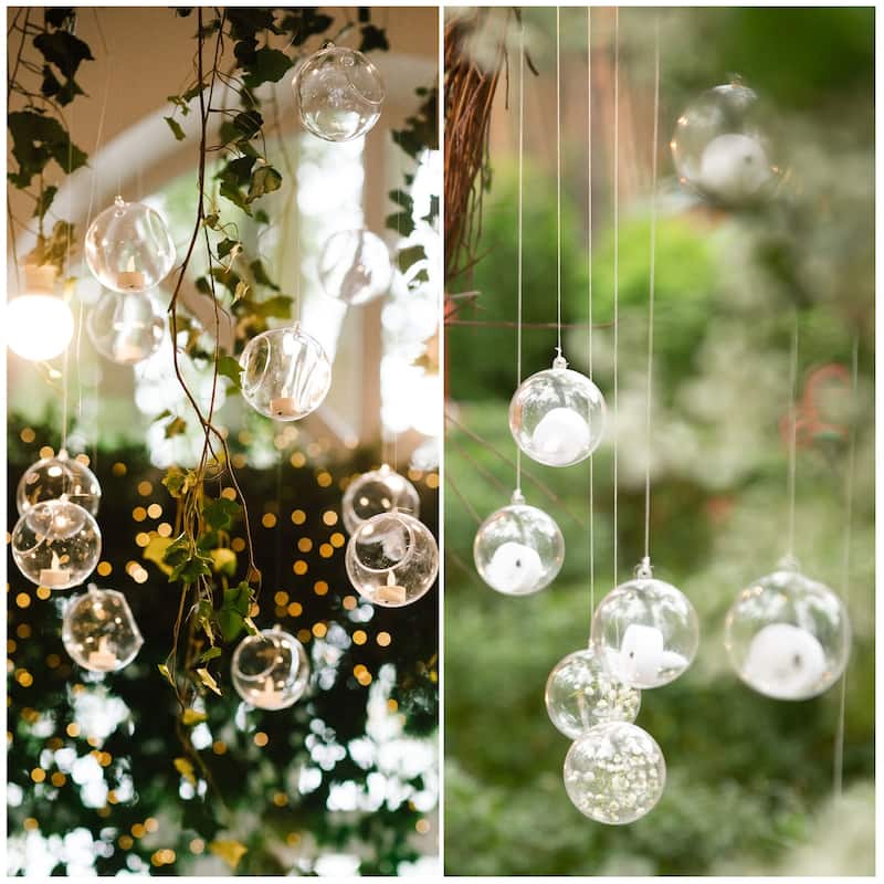 8 Pcs Hanging Tealight Holders Globes Acrylic Refillable Balls for Home