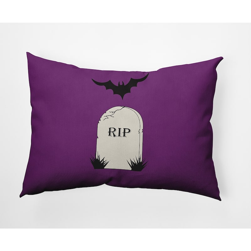 RIP Halloween Indoor/Outdoor Throw Pillow - 14" x 20" - Amethyst