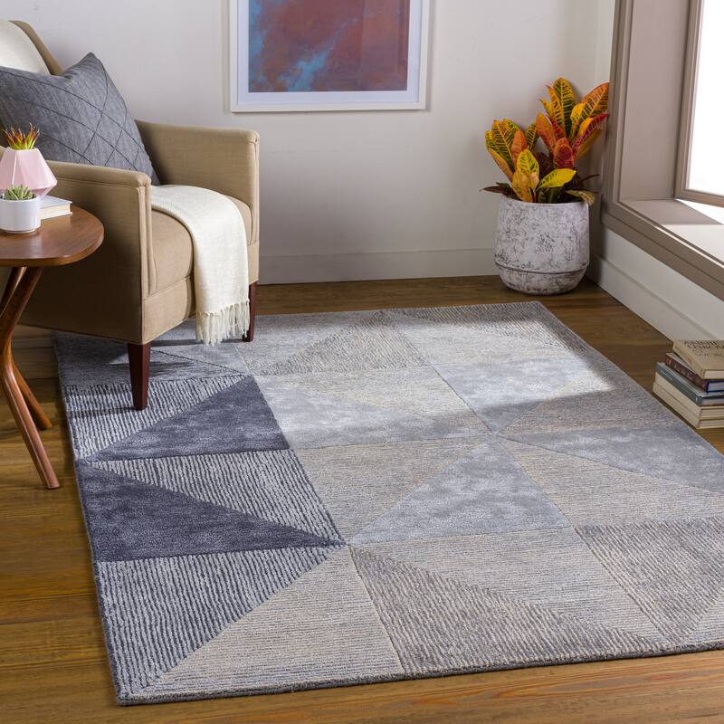 Livabliss Sefu Modern Patchwork Area Rug - Blue Gray - 8' x 10'