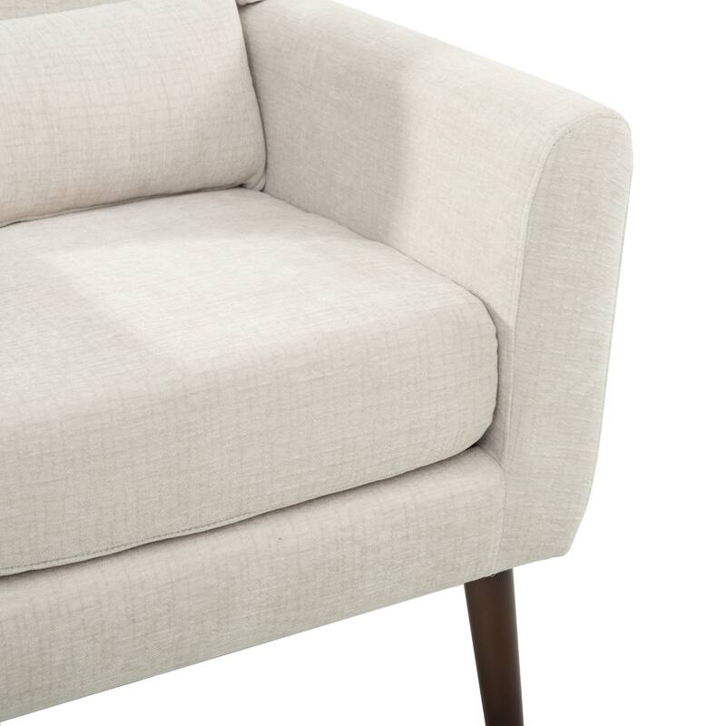 Beige Modern 24.21" Upholstered Button Tufted Arm Chair with Wood Legs for Living Room