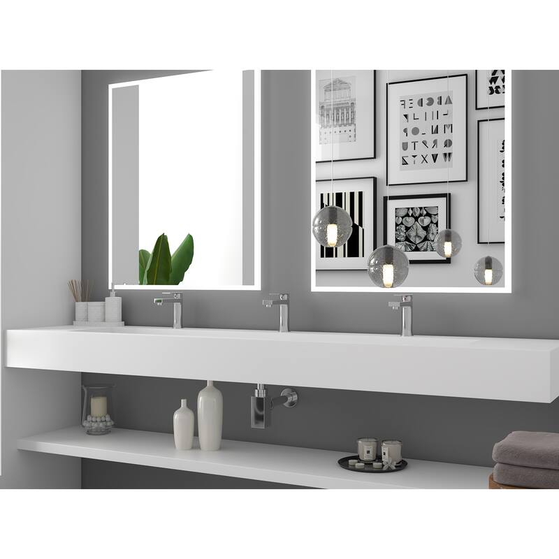 Pyramid Solid Surface Wall-Mounted Bathroom Sink - 84" - White