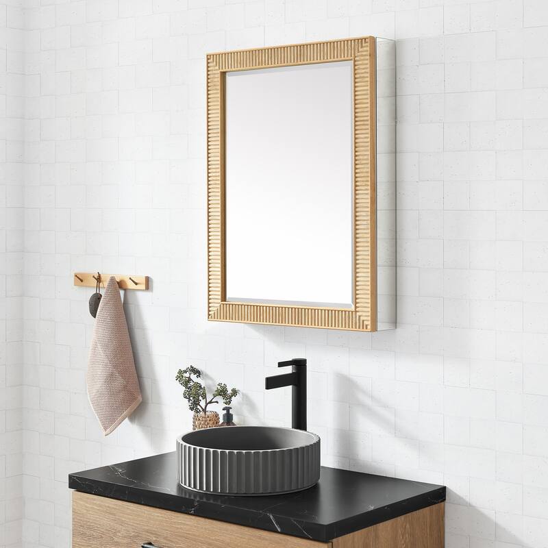 Bangalore Rectangular Wood Framed Medicine Cabinet with Mirror