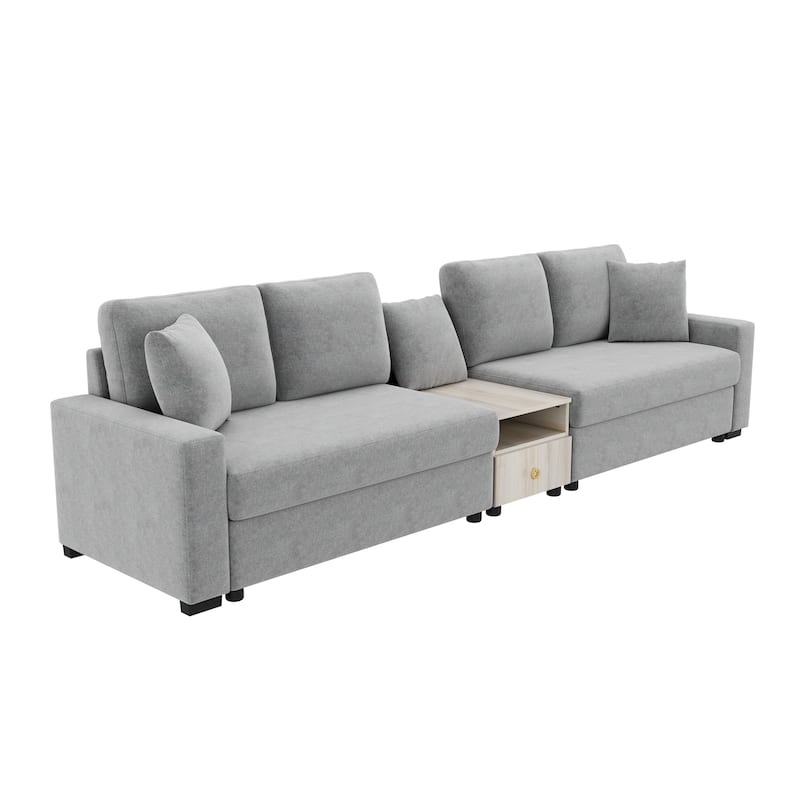 Christopher Knight Home - Havencrest 127.9" Modern Upholstered Modular Sofa with Storage Armrest Center Console