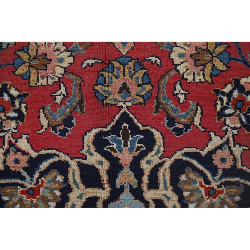 Signed Mashad Vintage Persian Area Rug Handmade Wool Carpet - 8'3" x 11'3"